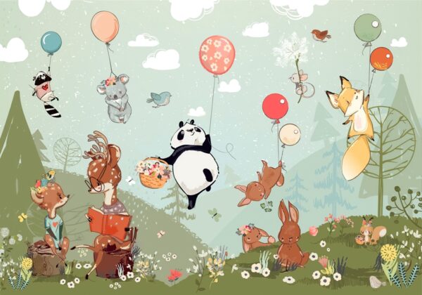 Papier peint Animaux dans la prairie printanière
