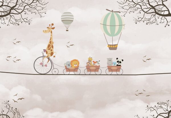 Papier peint Cirque Zoo En Beige