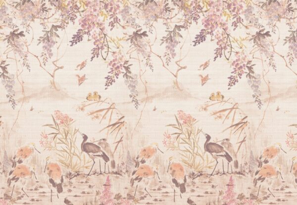 Papier peint Jardin d'oiseaux en beige