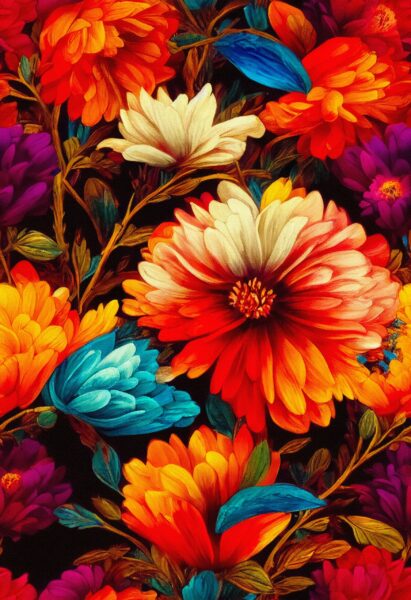 Papier peint Fleurs colorées