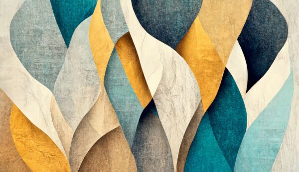 Papier peint Abstraction en beige et turquoise