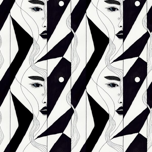 Papier peint Visages abstraits en noir et blanc