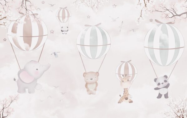 Papier peint Ballons et animaux