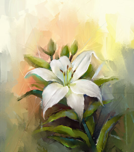 Papier peint Lily au coucher du soleil