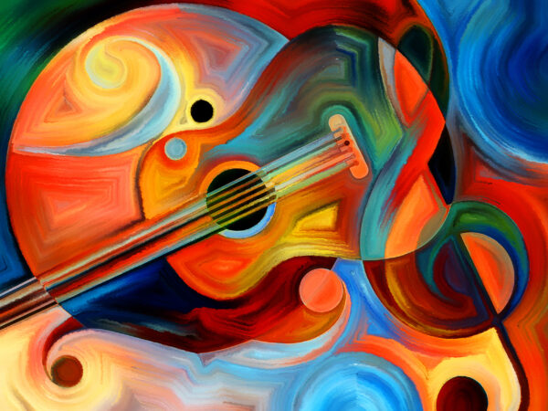 Papier peint Guitare colorée
