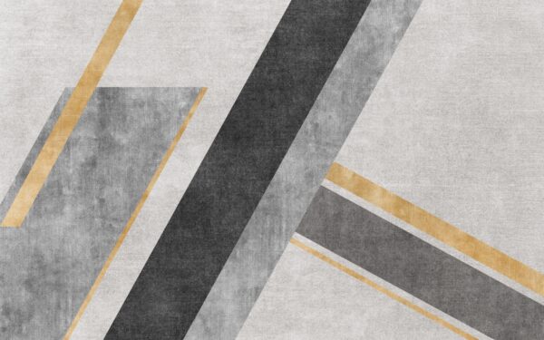 Papier peint Rayures dans les tons de gris et d'or