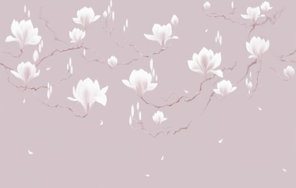 Papier peint Lys blancs en rose