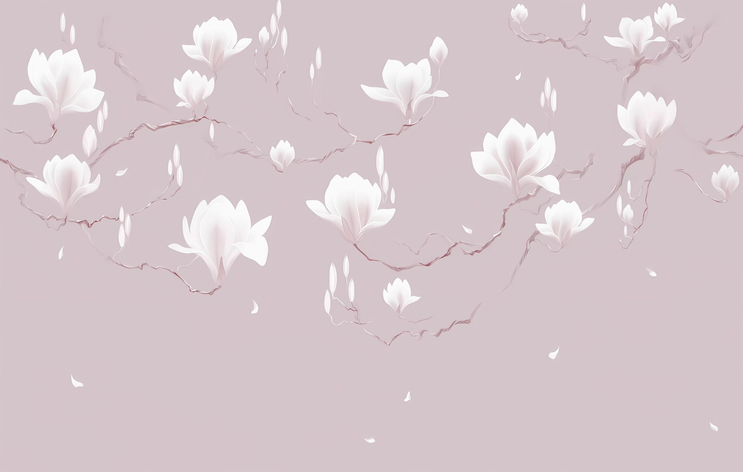 Blooming,Magnolia,Against,A,Pink,Background,,Mural,,Fresco