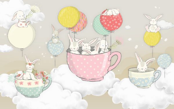 Papier peint Lapins dans les nuages