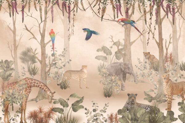 Papier peint Jungle beige sauvage