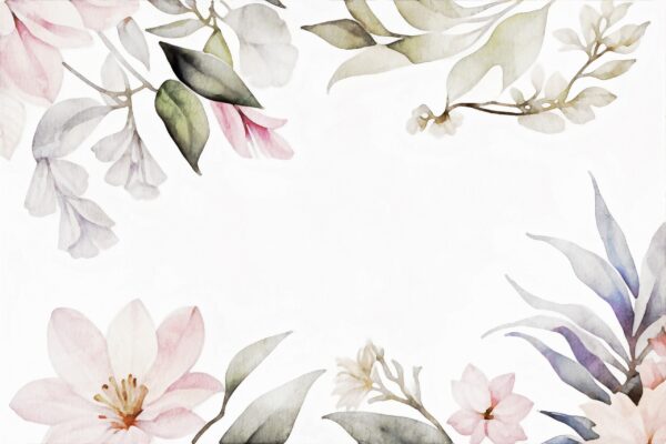 Papier peint Fleurs avec accent rose