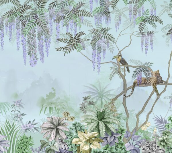 Papier peint Jungle bleue