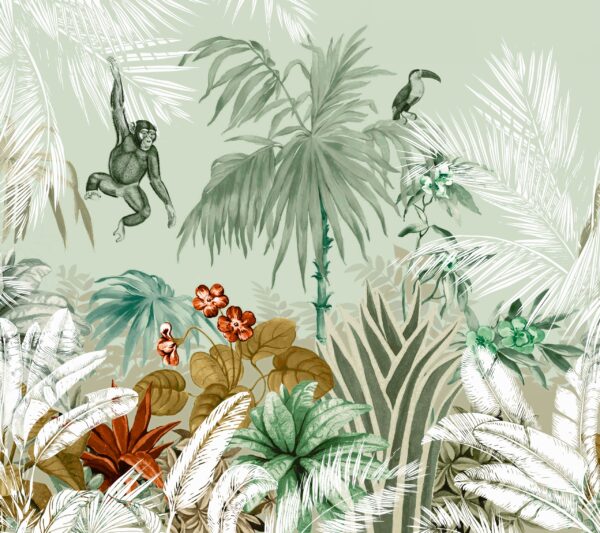 Papier peint Singe Jungle Vert
