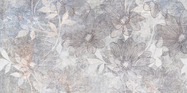 Papier peint Fleurs en gris