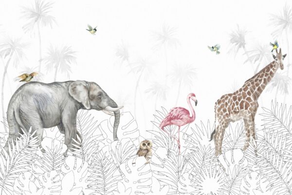 Papier peint Jungle blanche