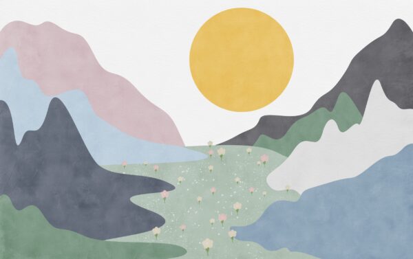 Papier peint Clairière Pastel Dans Les Montagnes