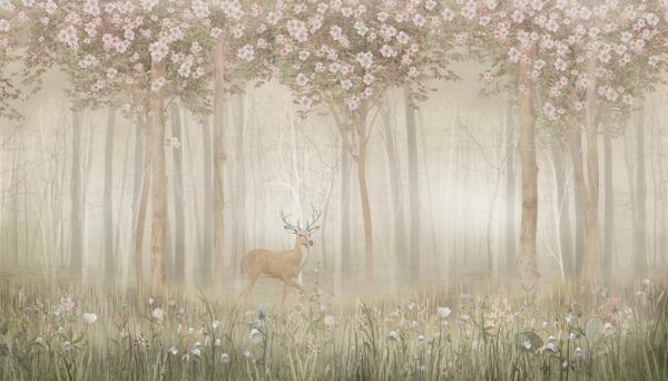 Papier peint Cerf sur le fond de la forêt