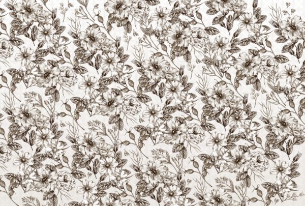 Papier peint Fleurs sombres sur fond blanc
