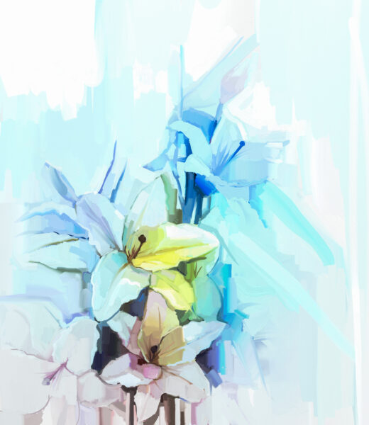 Papier peint Fleurs derrière une lueur bleue