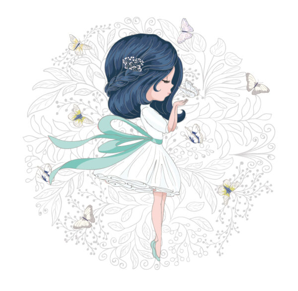 Papier peint Fille aux cheveux bleus