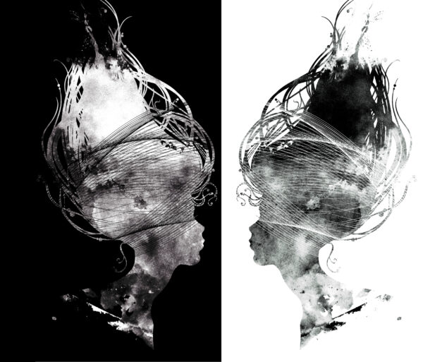 Papier peint Visages en noir et blanc