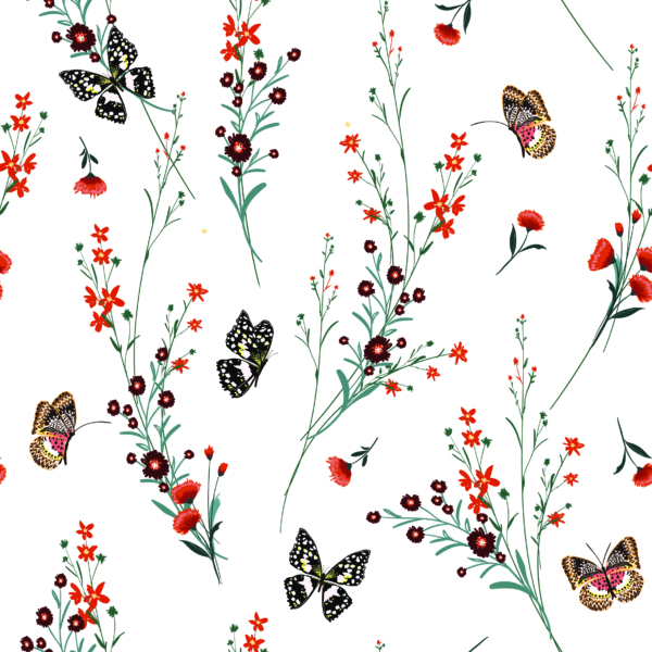 Papier peint Papillons parmi les fleurs