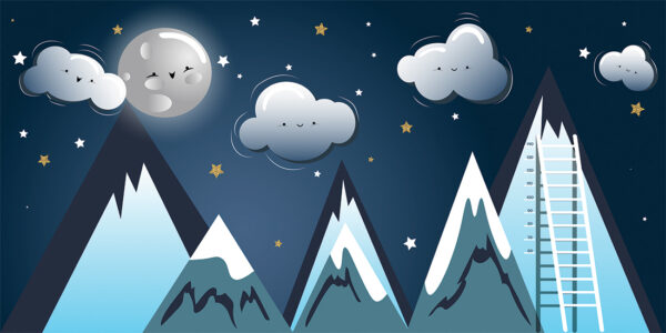 Papier peint Nuages heureux parmi les montagnes