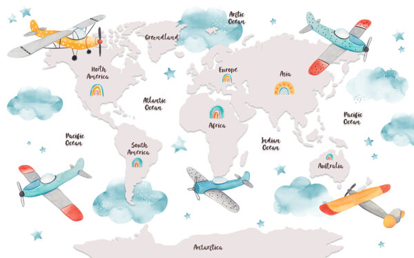 Papier peint Carte du monde en couleur