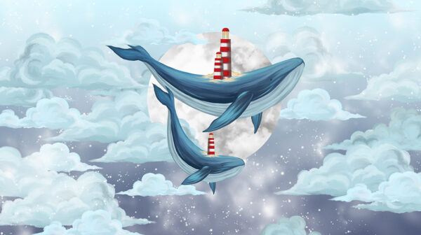 Papier peint Baleines parmi les nuages