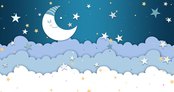 Papier peint Lune endormie dans les nuages
