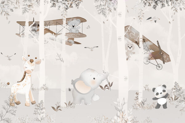 Papier peint Les animaux de la bouleau