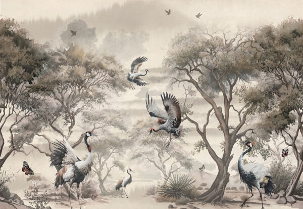 Papier peint Grues en vol