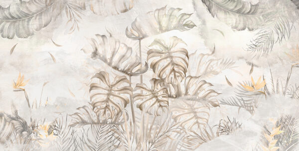 Papier peint Feuilles de Monstera dorées