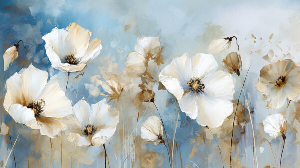 Papier peint Coquelicots blancs