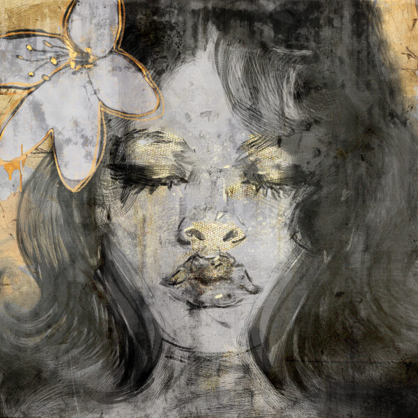 Papier peint Visage de femme avec une fleur dans les cheveux
