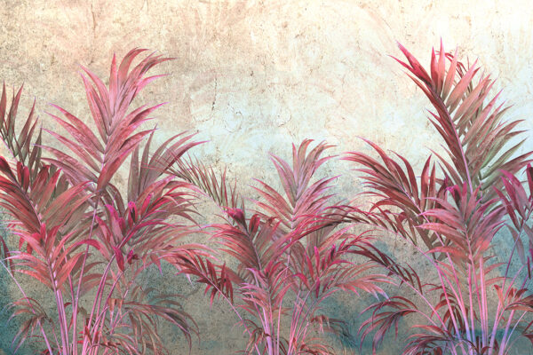 Papier peint Feuilles en rose