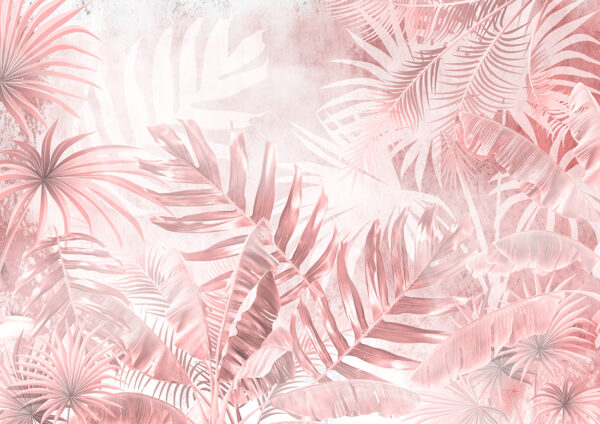 Papier peint Feuilles en rose