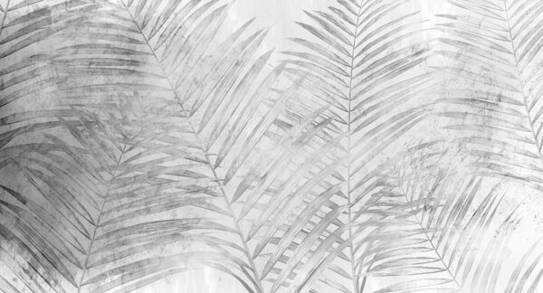 Papier peint Feuilles sur béton