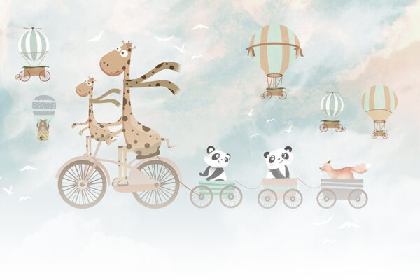 Papier peint Girafes à vélo