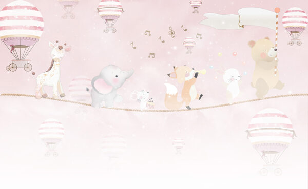 Papier peint Animaux en ligne sur fond rose
