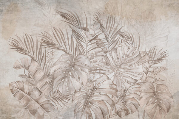 Papier peint Feuilles de Monstera en beige