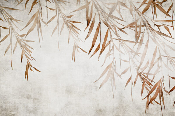 Papier peint Feuilles de bambou marron