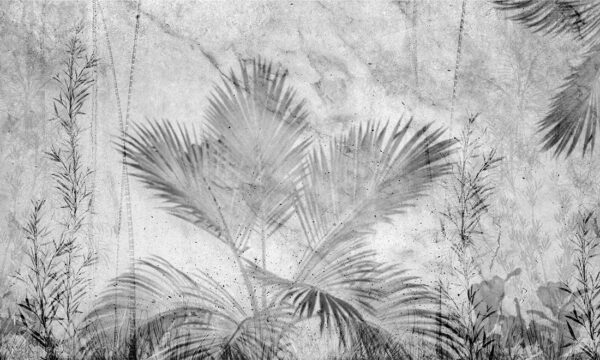 Papier peint Imitation de feuilles sur béton
