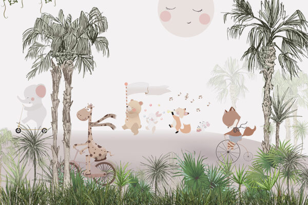 Papier peint Animaux parmi les palmiers
