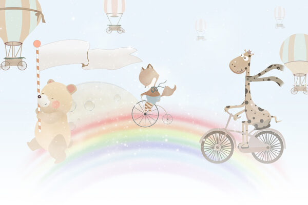 Papier peint Animaux sur l'arc-en-ciel