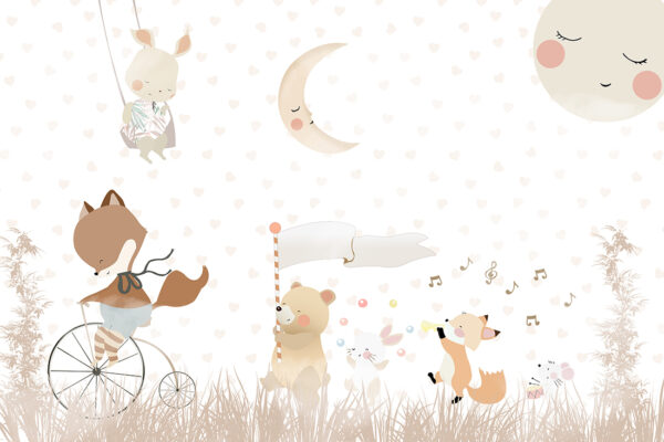 Papier peint Animaux dans les tons beiges