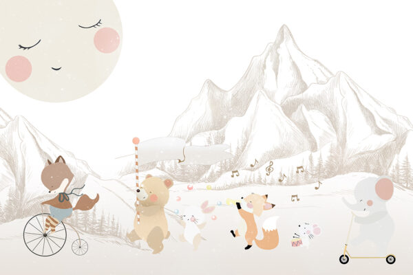 Papier peint Animaux des montagnes en beige