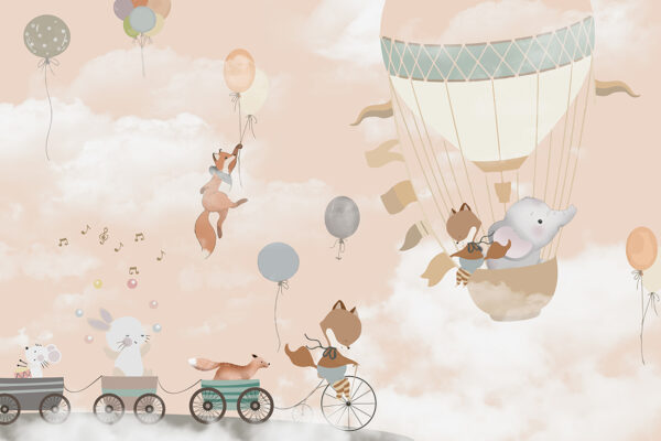 Papier peint Éléphant dans un ballon