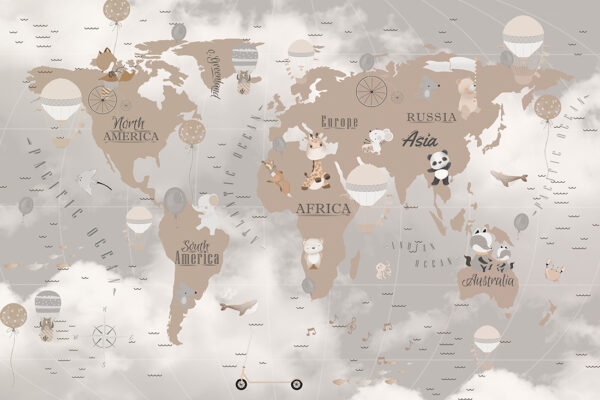 Papier peint Carte du monde en bronze