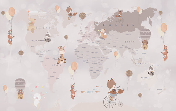 Papier peint Carte du monde beige subtil